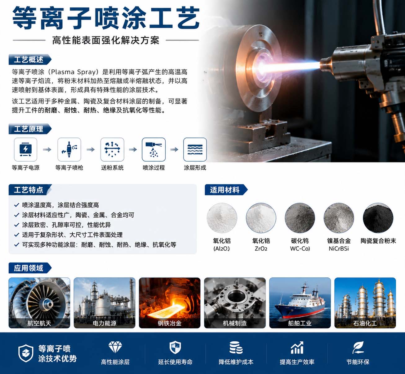 等离子喷涂工艺|高性能表面强化技术解决方案