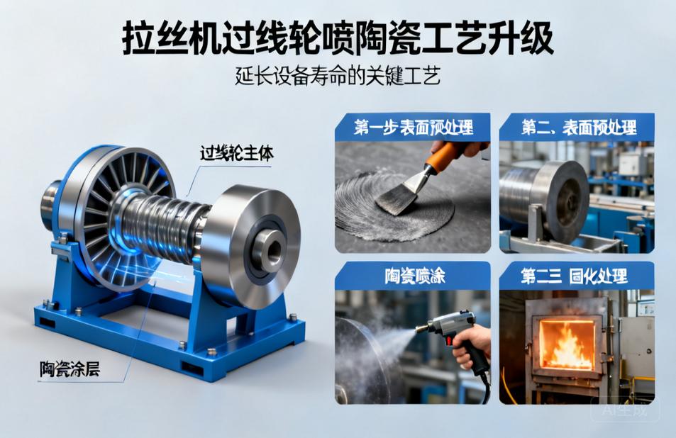 拉丝机过线轮喷陶瓷|延长设备寿命的关键工艺升级